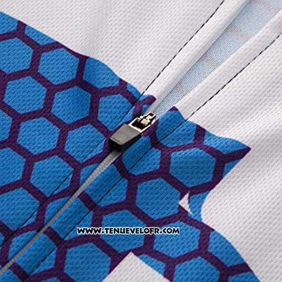 2019 Maillot Ciclismo Coconut Ropamo Bleu Blanc Manches Courtes et Cuissard